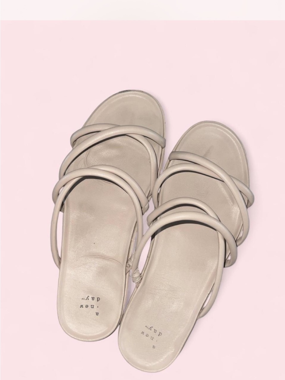 a new day Cream Triple-Strap Platform Slide Sandals
